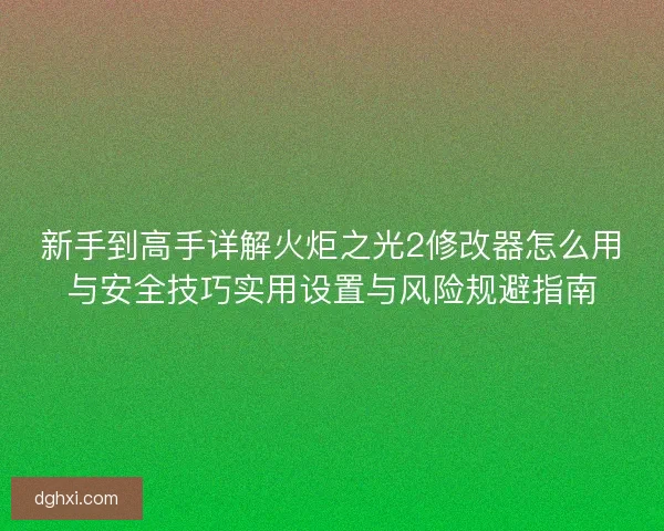 新手到高手详解火炬之光2修改器怎么用与安全技巧实用设置与风险规避指南