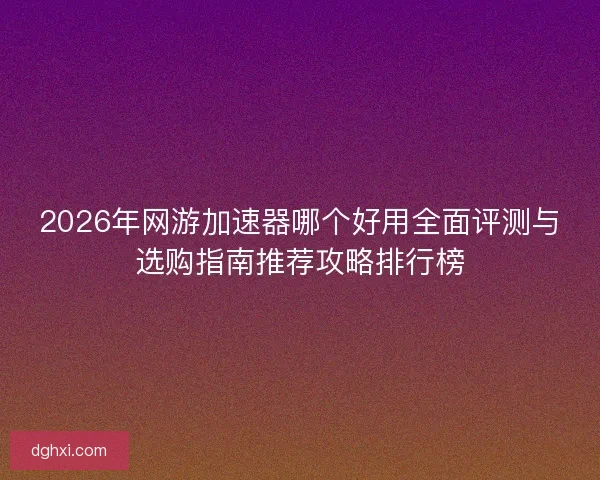 2026年网游加速器哪个好用全面评测与选购指南推荐攻略排行榜