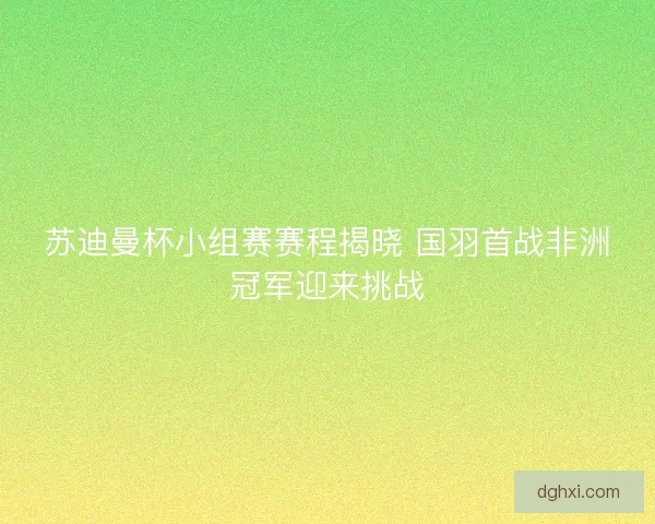 苏迪曼杯小组赛赛程揭晓 国羽首战非洲冠军迎来挑战